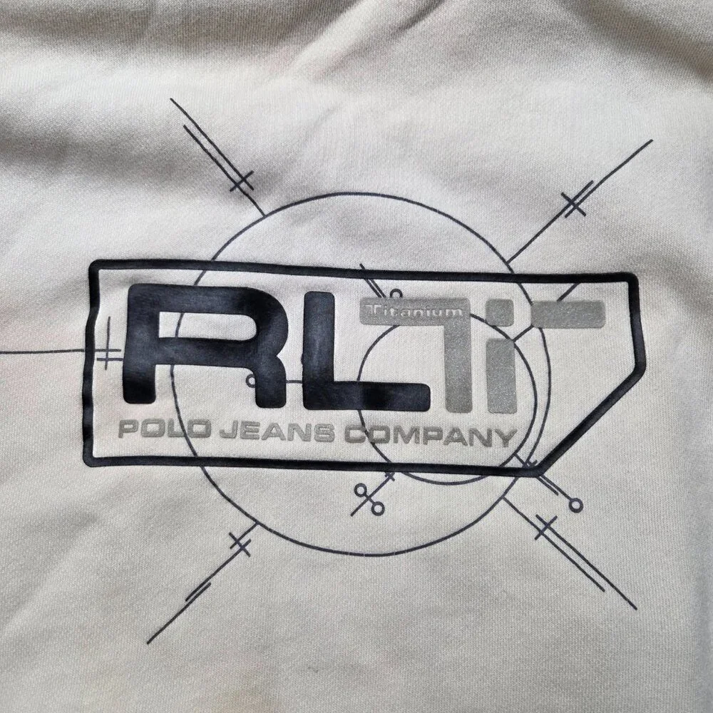 Vintage POLO Ralph Lauren Y2K White Zip Up Logo Hoodies Size XL‎
